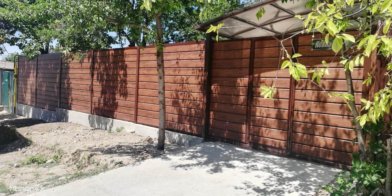 Забор из металлосайдинга ЕВРО-БРУС Каштан фото4 в Экибастузе