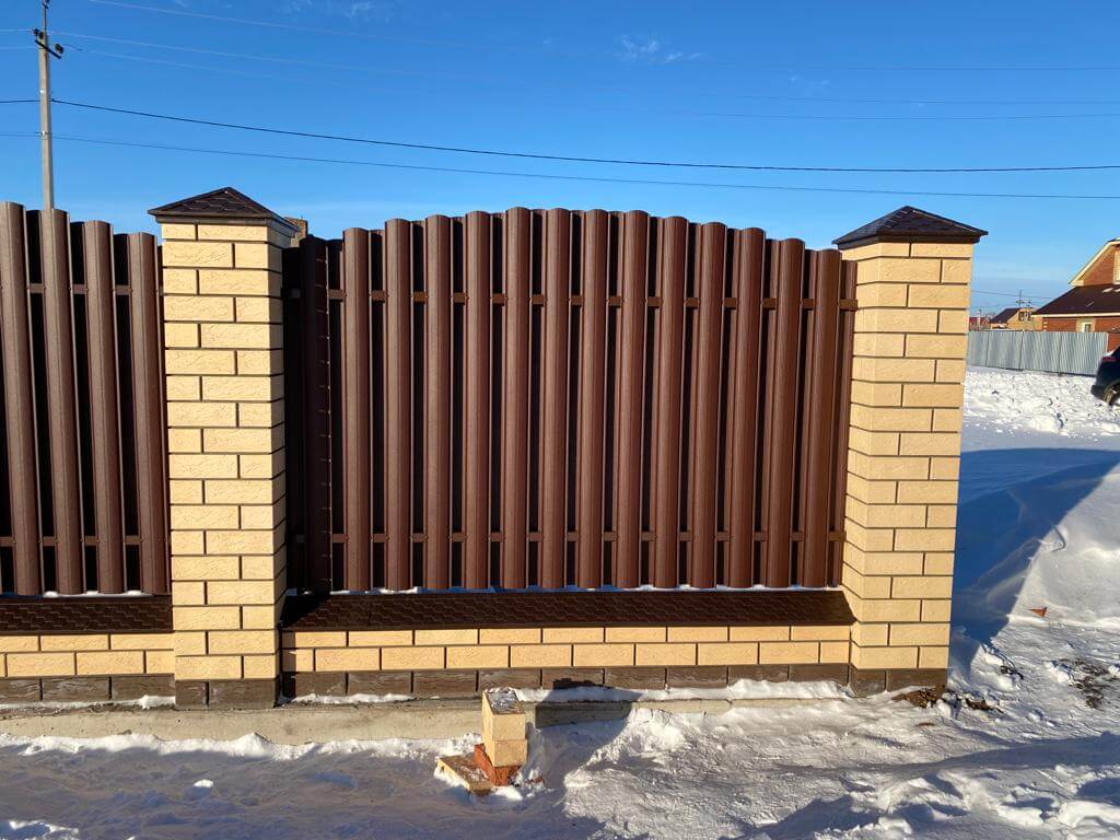 Забор из евроштакетника 57м RAL8017/8017 Шоколад двухсторонний МАТТЕ в Экибастузе